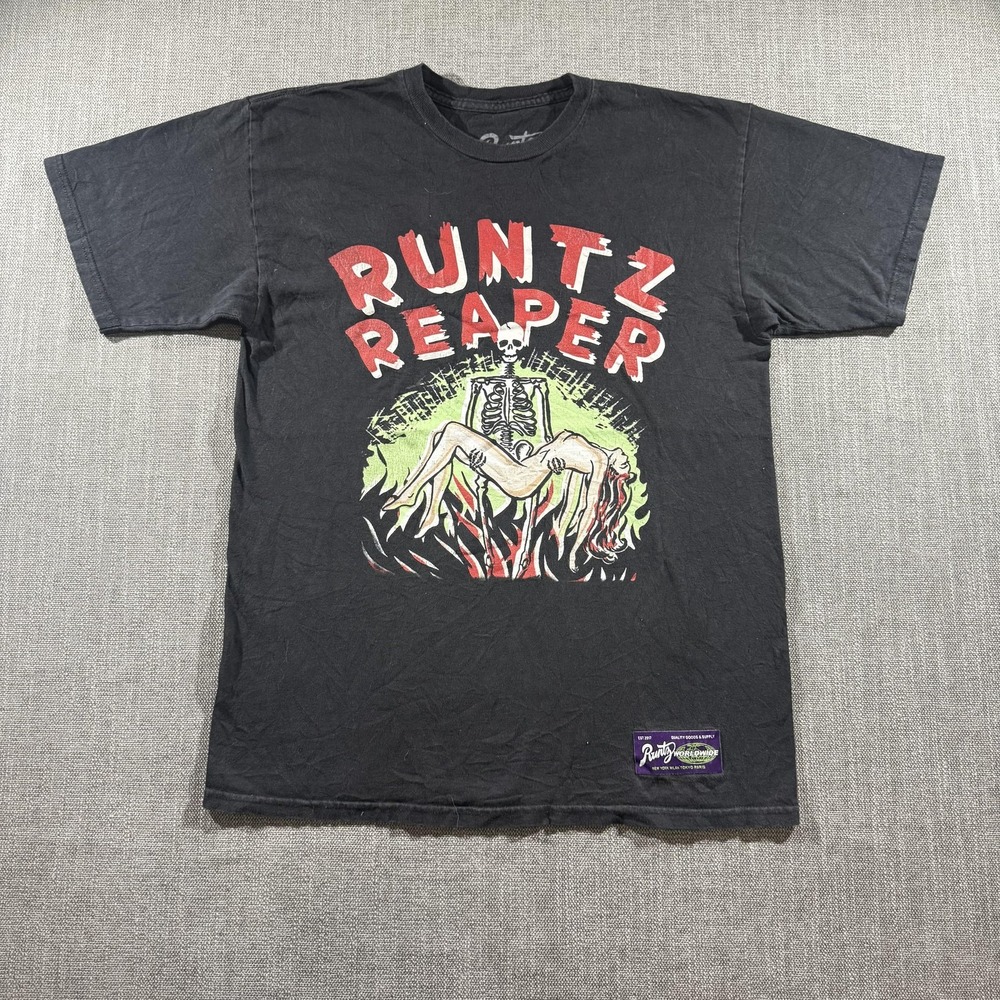 Runtz Reaper Shirt Mens Medium‎ Black Graphic Worldwide Streetwear Tee Cotton